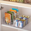 Vtopmart 4 Pack Food Storage Organizer Bins, Clear Plastic Bins for Pantry, Kitchen, Fridge, Cabinet Organization and Storage, 4 Compartment Holder Packets, Snacks, Pouches, Spice Packets