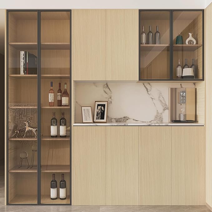 BOMENG Large White Oak Wood Wallpaper Light Oak Contact Paper Peel and Stick Countertops for Kitchen Beige Wood Wallpaper 48"x354" Faux Wood Grain Wall Paper for Cabinets Drawes Liner Walls Desk