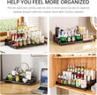 Expandable Carbon Steel Spice Rack Organizer for Pantry, Adjustable 3-Tier Ladder Shelf,Holds Up to 24 Cans,Kitchen Countertop Organizer, Rustproof Storage Rack for Spices, Cans, Sauces & Dry Goods