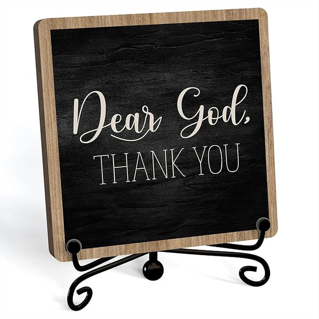 Modern Farmhouse Decor, Home Decor For Living Room, Boho Chic Aesthetic Shelf Decorations, Christian Dear God Sign, Farm House Entryway Tv Stand Fireplace Coffee Table Decoration (01)