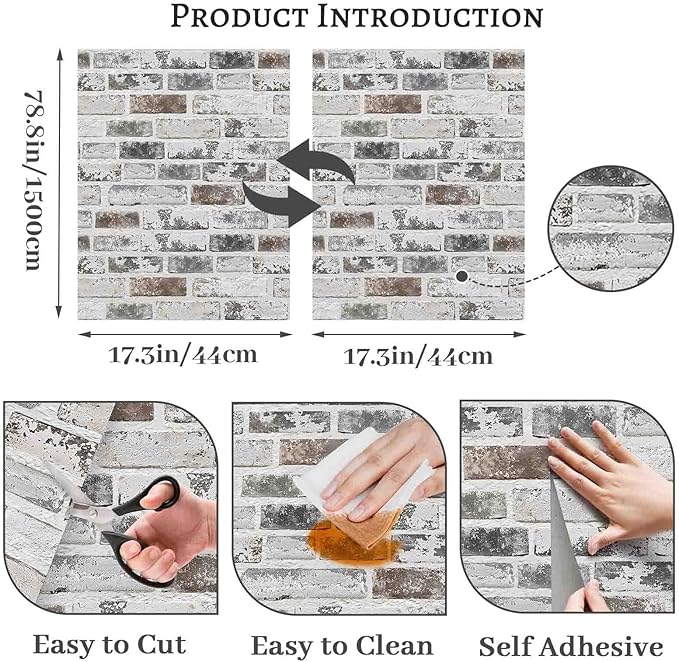 Brick Wallpaper Peel and Stick Wallpaper 17.3