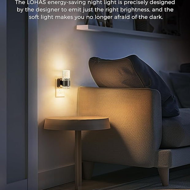 Night Lights Plug into Wall, Dimmable Night Light with Dusk to Dawn Sensor, Acrylic Night Light with Warm Light 3000K, Wall Sconce-Style Design Nightlight for Hallway, Bathroom, 1-Pack