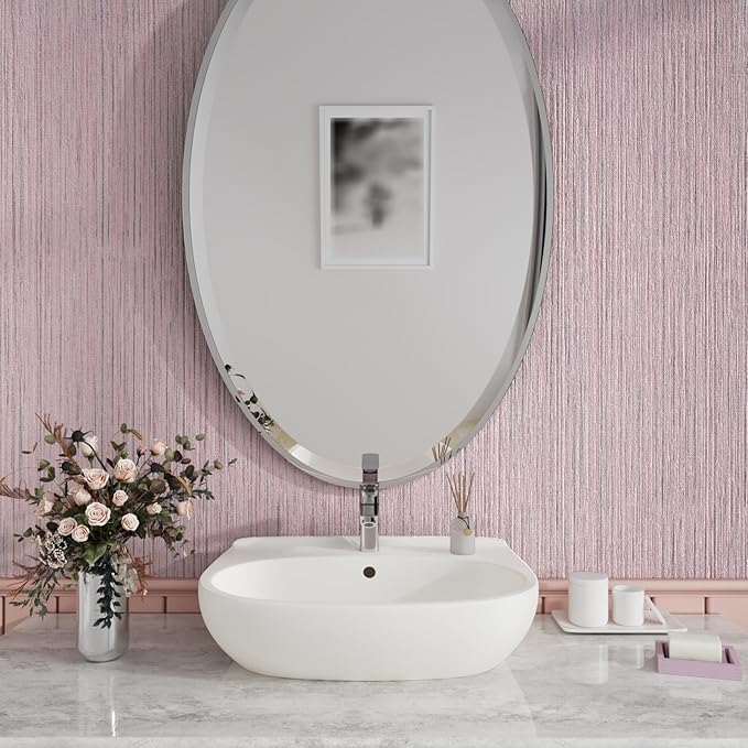 CRE8TIVE Pale Pink Grasscloth Wallpaper Peel and Stick Textured Wallpaper Pink Contact Paper for Walls Removable Self Adhesive Weave Linen Grass Cloth Contact Paper Vinyl for Bedroom Bathroom 12