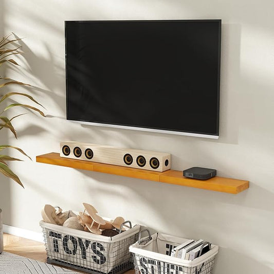 Marsmiles 24 Inch Wood Floating Shelves | Rustic Honey Oak Wall Shelves Set of 2 | 24" W x 7.7" D x 1.6" H Wooden Shelves for Bathroom Living Room Kitchen