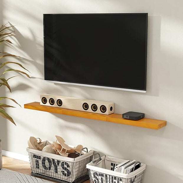 Marsmiles 24 Inch Wood Floating Shelves | Rustic Honey Oak Wall Shelves Set of 2 | 24" W x 7.7" D x 1.6" H Wooden Shelves for Bathroom Living Room Kitchen