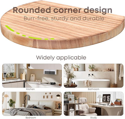 Small Wood Floating Shelves (4-Pack, 8-inch Diameter) - Round Sturdy Invisible Wall Mount Display for Small Plants,Toys,Bathroom,Living Room Storage & Modern Rustic Décor (Carbonized Brown)