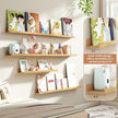 Fun Memories Picture Ledge Shelves Set of 4, 24 Inch Rustic Wall Mounted Floating Shelves with Lip for Home Storage and Décor in Bathroom, Kitchen, Nursery, Bedroom, Living Room, Oak