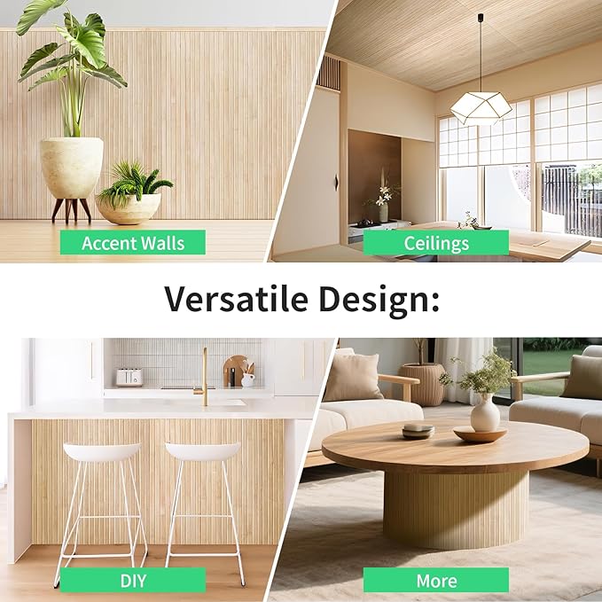 Natural Bamboo Wall Panel for Interior Wall Decor, Renewable Pole Wrap Wainscoting Paneling for Wall Ceiling Furniture Cabinet Office, 48 x 96 Inch, Carbonized