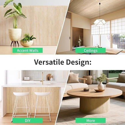 Natural Bamboo Wall Panel for Interior Wall Decor, Renewable Pole Wrap Wainscoting Paneling for Wall Ceiling Furniture Cabinet Office, 48 x 96 Inch, Carbonized