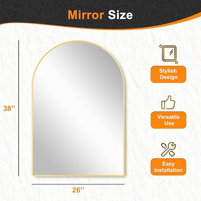 Delma Arched Bathroom Mirror, 26
