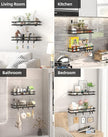 𝐒𝐩𝐢𝐜𝐞 𝐑𝐚𝐜𝐤 Organizer 𝐖𝐚𝐥𝐥 𝐌𝐨𝐮𝐧𝐭- 15.7in 2Pack [Upgraded Version] Hanging Seasoning Organizer Shelf with Paper Towel Holder, Storage for Cabinet or Wall Mounted with 4 Strong Hooks