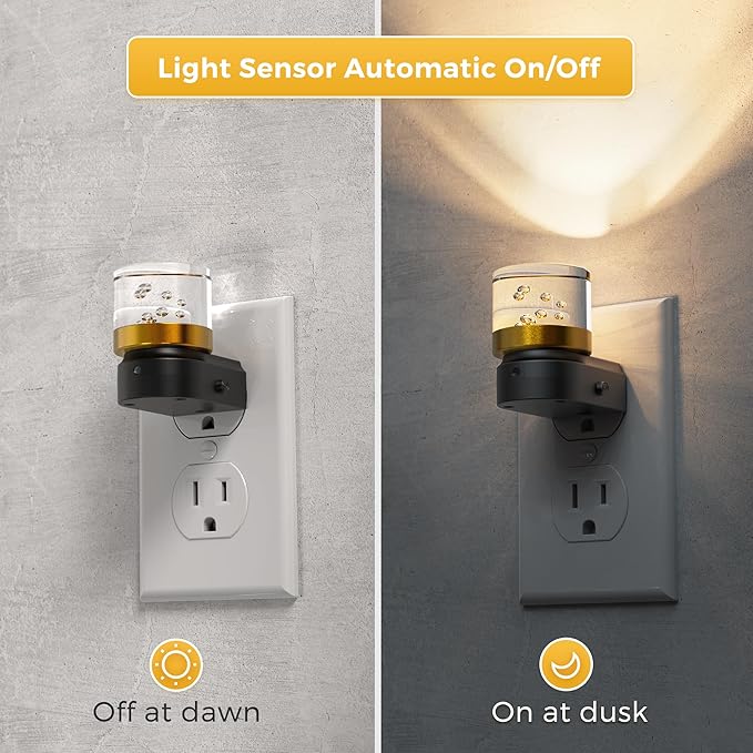 L LOHAS LED Night Light, 2 Pack Night Lights Plug into Wall, 3000K Soft Light LED NightLights, Built in Dusk to Dawn Sensor Bubble Wall Light for Hallway, Bathroom, Rooms