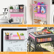 Magnetic Spice Rack for Refrigerator, 7 Pack Metal Magnetic Shelf, Moveable Magnetic Storage Fridge Organizer Pink, Spice Organizer, Hook Rack, Paper Towel Holder, Cutting Board Holder, HM5470