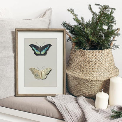 InSimSea Framed Canvas Wall Art, Retro Butterfly Floral Art Prints, Rustic Neutral Decor for Living Room Bedroom Dorm Hallway Bathroom, Vintage Farmhouse Cottage Decor Aesthetic, 11x14 Inch