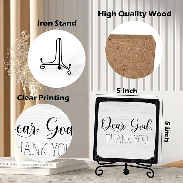 Modern Farmhouse Decor, Home Decor For Living Room, Boho Chic Aesthetic Shelf Decorations, Christian Dear God Sign, Farm House Entryway Tv Stand Fireplace Coffee Table Decoration (04)