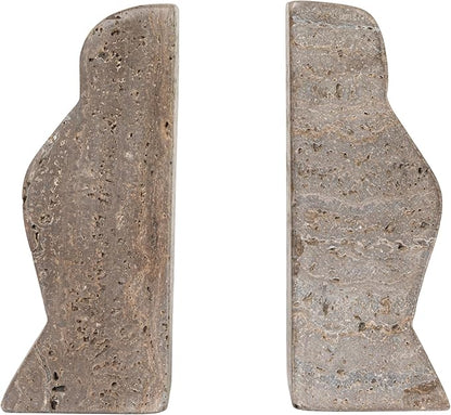 Creative Co-Op Decorative Travertine Wave Bookends, Grey