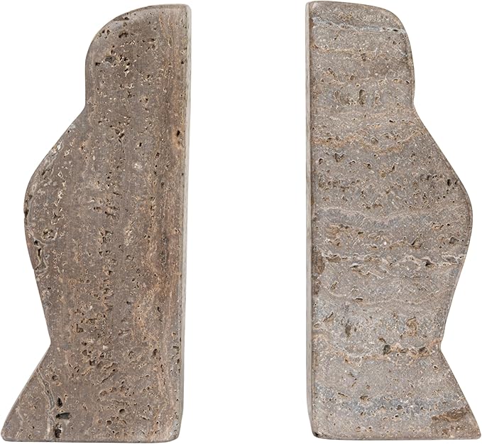 Creative Co-Op Decorative Travertine Wave Bookends, Grey