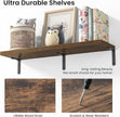 Marsmiles Extra Wide Floating Shelves for Wall, 32x8 Inch Natural Wood Grain Bookshelves, Heavy Duty Mounted Shelving for Bathroom, Kitchen, Living Room, Bedroom,Set of 2，Rustic Brown