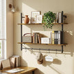 Merapi Industrial Pipe Floating Shelf with Towel Bar & Hooks - 31.5