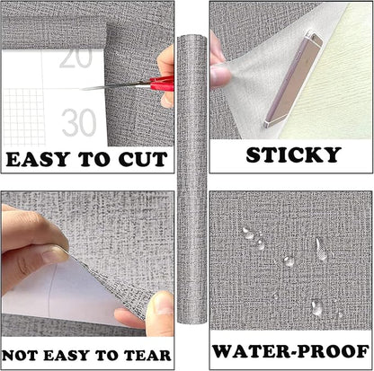 Yancorp 24"x120" Textured Fabric Wallpaper Faux Grasscloth Peel and Stick Self-Adhesive Removable Wallpaper Liners for Cabinets and Counter Tops