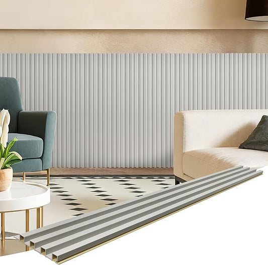 16 Packs 3D Wall Panels, 48 x 6 Inch WPC Slat Wall Panels for Wall Decor, Living Room, Bedroom, Office, Fluted Accent Wall Paneling for TV Background Study Room, Light Oak