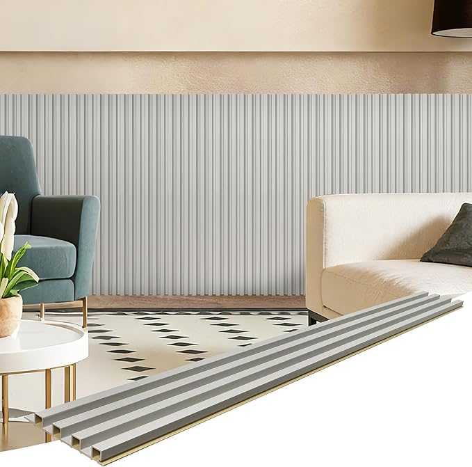 16 Packs 3D Wall Panels, 54 x 6 Inch WPC Slat Wall Panels for Wall Decor, Living Room, Bedroom, Office, Fluted Accent Wall Paneling for TV Background Study Room, Light Oak