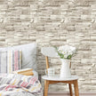 Jeweluck Stone Wallpaper Peel and Stick Brick Wallpaper 17.7”×196.8” Brick Contact Paper Peel and Stick Wall Paper Bathroom Faux Stone Backsplash for Kitchen Removable Decorative for Walls Vinyl