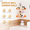7x7 Inch Corner Shelf Wall Mount Set of 2, Orange Acrylic Corner Floating Shelves, Corner Wall Organizer Shelf for Bathroom, Kitchen, Bedroom, Living Room, Dining Room, Office
