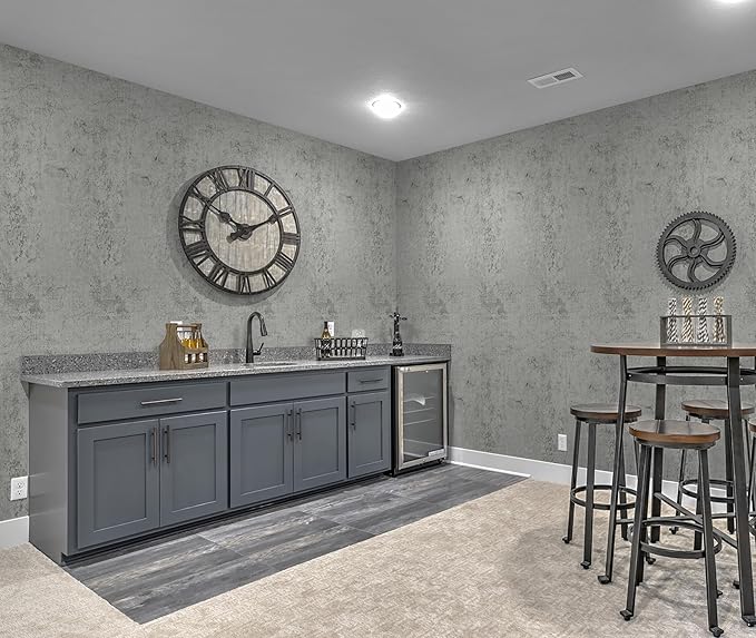Guvana Grey Concrete Wallpaper Peel and Stick Gray Cement Wallpaper Faux Textured Limewash Contact Paper Modern Self Adhesive Removable Wall Paper for Bedroom/Bathroom Accent Wall Decor 15.7