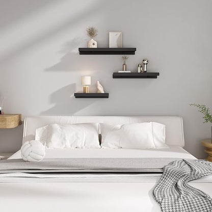 Floating Shelves for Wall, Wall Mounted Shelves with Lip for Storage, Metal Display Shelves for Home Decor, Kitchen/Living Room/Bedroom/Bathroom Shelf, Black 20 inch 2 Pack