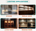 Single LED Kitchen Under Cabinet Puck Light, 120V Direct Wall Plug in Closet Cupboard Night Light, Easy to Mount, Inline On Off Switch, White Wires, 2 Packs, Warm White