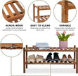 Natural Acacia Wood 2-Tier Folding Shoe Rack – Space-Saving Wooden Shoe Organizer Shelf for Entryway, Hallway, Mudroom, or Closet – Compact Indoor Storage for Footwear & More