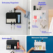 WallShelfie Bedside Wall Organizer & Dorm Decor - Dorm Room Essential, Floating Bedside Shelf Wall Mount Organizer, Remote Control Holder, Cool Teen Girls Trendy Stuff, Room Organization (Black)