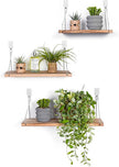MITIME Floating Shelves Set of 3 Rustic Solid Wood Floating Shelf Wall Storage Shelves for Living Room, Bedroom, Bathroom, Kitchen Laundry, Office,no Drill Shelf (Light Color L+M+S)
