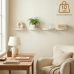 Small Wood Floating Shelves (4-Pack, 8-inch Diameter) - Round Sturdy Invisible Wall Mount Display for Small Plants,Toys,Bathroom,Living Room Storage & Modern Rustic Décor (White)