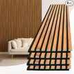 Art3d 4-Piece 94 x 12.6 Inch Acoustic Lightweight Slat Wall Panel - Waterproof Wood Textured Wainscoting Panel of 33 Sq.Ft for Bedroom, Home Theater Office Accent Wall, Teak