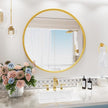 PROHOMEWARE Gold Round Bathroom Mirrors, 28 inch Circle Wall Mounted Hanging Mirror for Entryway, Living Room, Hallway, Bathroom, Bedroom