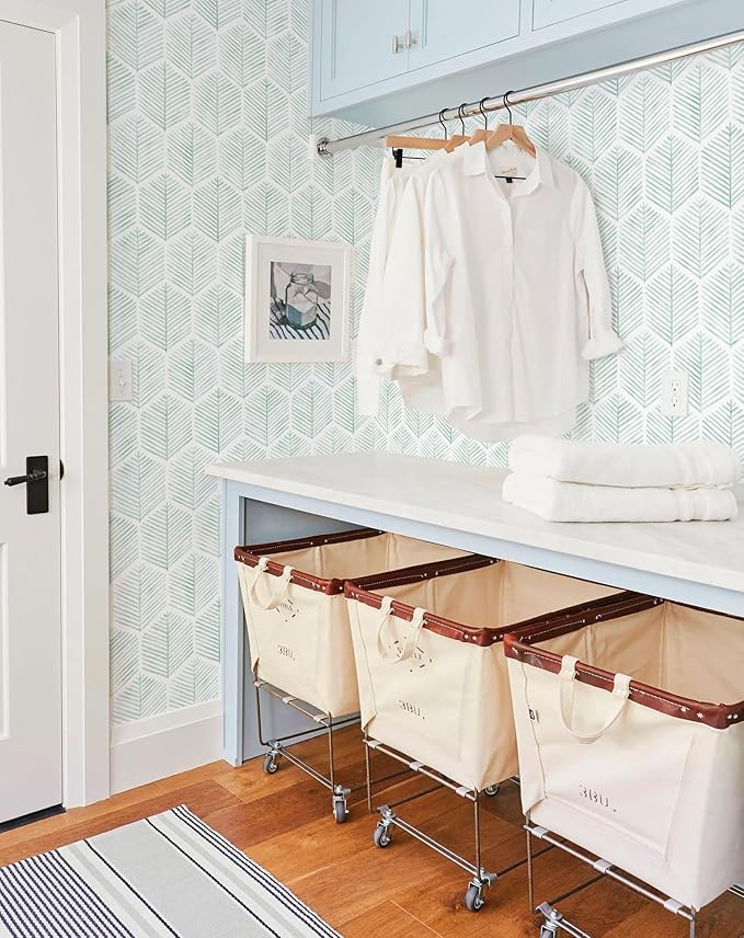 MelunMer Modern Peel and Stick Wallpaper Boho Contact Paper for Cabinets/Drawers 276In L 17.3In W Self Adhesive Removable Wallpaper for Bedroom/Bathroom Waterproof Geometric Contact Paper Green/White