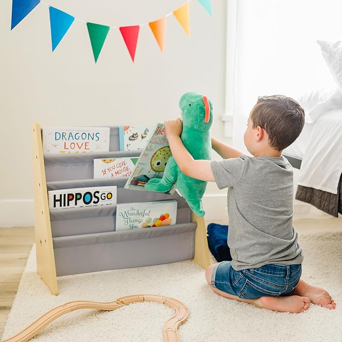 Wildkin Sling Bookshelf, Natural with Grey