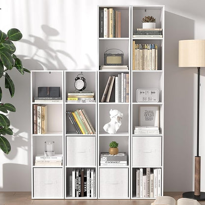 White Cube Shelf, 6 Cube Storage Organizer, 6-Tier Cube Storage Shelf, Freestanding Low Bookcase for Living Room Decor, Bedroom Clothes, Kids Toys & Home Office