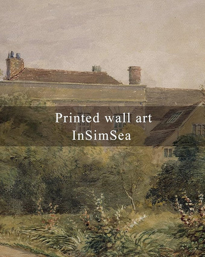 InSimSea Framed Canvas Wall Art Vintage Decor, Home Decor Classical Scenery Landscape Watercolor Paintings, Large Wall Decorations for Living Room Home Farmhouse Bathroom Decor, 16"x24"