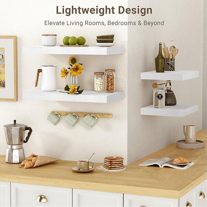 Vivelove 10 in Deep Floating Shelves for Wall, 10.2