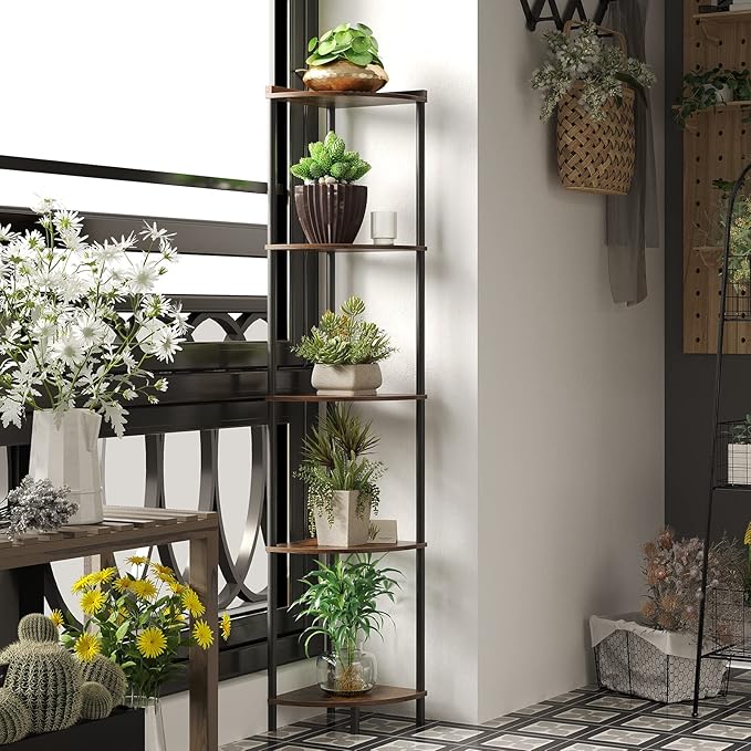 SUNMORY 5 Tier Corner Shelf Stand,Industrial 65