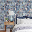 Ismoon Floral Peel and Stick Wallpaper Vintage Blue Contact Paper Jellyfish Ocean Stick on Wall Paper Removable Self Adhesive Vinyl Wallpaper for Bedroom Wall Decor Cabinet Refurbishment 17.3x78.7in