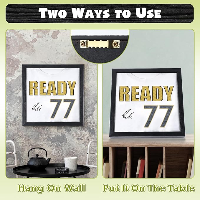 1 Pack T Shirt Display Frame, 11.3'' X 11.3'' Black Imitation Wood T Shirt Frame with 98% UV Protection Acrylic, 1