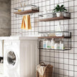 Wood Floating Shelves Wall Mounted - 3+1 Tier Rustic Bathroom Shelves Over Toilet with Wire Storage Basket &Towel Bar, Set of 3 Farmhouse Floating Shelf for Bathroom,Kitchen,Bedroom,Dark Brown.