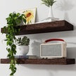 Axeman Floating Shelves, 2 Pack 8 Inch Deep Rustic Solid Wood Wall Shelves for Storage, Wall Mounted Display Shelving with Invisible Heavy-Duty Metal Bracket, 24