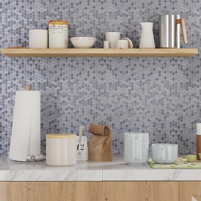 CRE8TIVE Thick Silver Grey Metallic Wallpaper for Kitchen Wallpaper Peel and Stick Textured 12