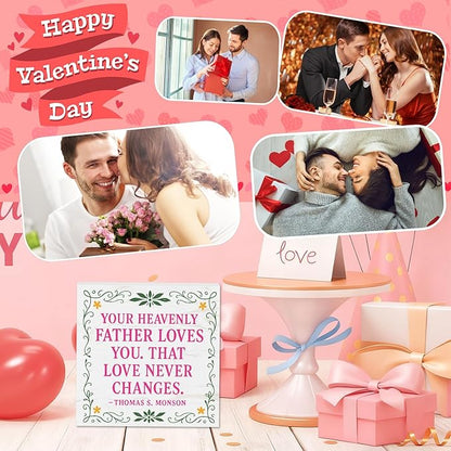 Valentines Desk Decor, Valentine's Day Home Office Table Sign for Wife Daughter from Dad Husband, Valentine Gifts Decorations for Porch Tiered Tray Shelf Party, Love Never Changes