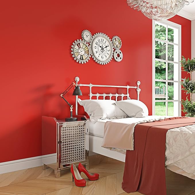 Livelynine Red Contact Paper Peel and Stick Roll Self Adhesive Vinyl Wrap Removable Wallpaper Waterproof Countertops Shelf Liners Cabinets Old Furniture Crafts Wall Paper Decorations 15.8x78.8'